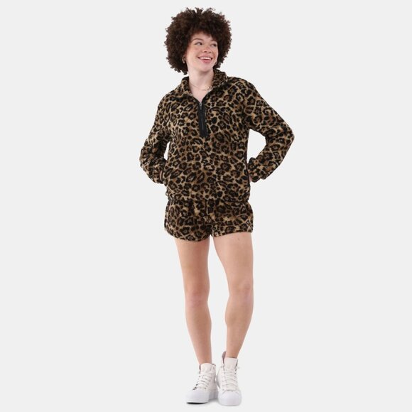Half Zip Plush Pullover, Leopard - Picture 4 of 7